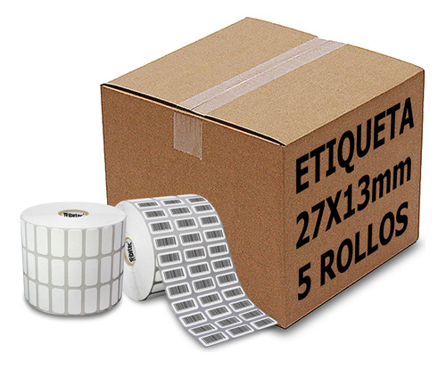 5 Rollos Etiqueta Térmica 27x13 Mm 12,000 Pzas C/u C1  