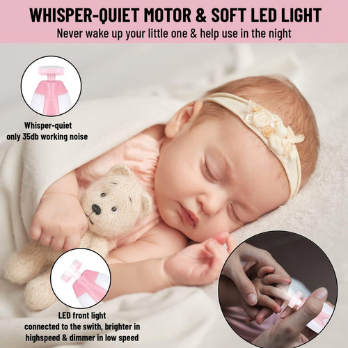 Lima De Uñas Eléctrica Para Bebés Con Luz Led, Para Recién N