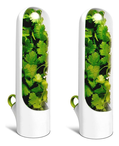 Recipiente Almacenamiento Conservador Hierbas Cilantro 2 Color Blanco