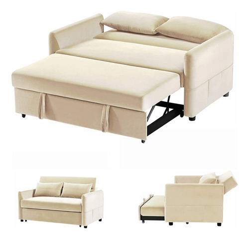 Sofa Cama Convertible 3 En 1 Color Beige Marca Gynsseh 