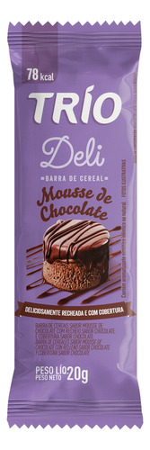 Barra de Cereal Mousse de Chocolate Cobertura Chocolate Trío Deli Pacote 20g