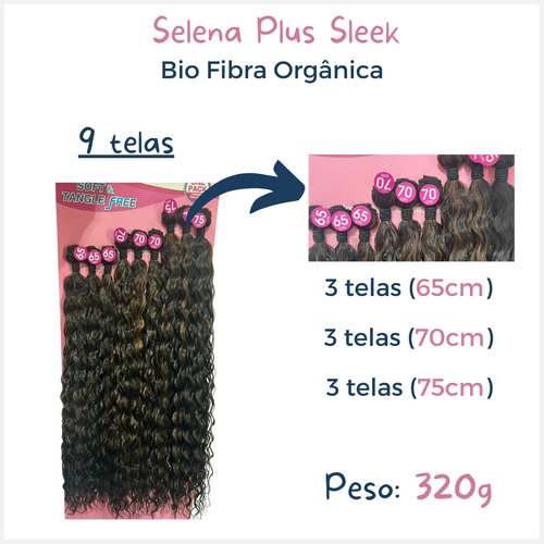 Cabelo Bio Orgânico Selena Plus Sleek 75 Cm 320g Cor Castanho Chocolate Acobreado