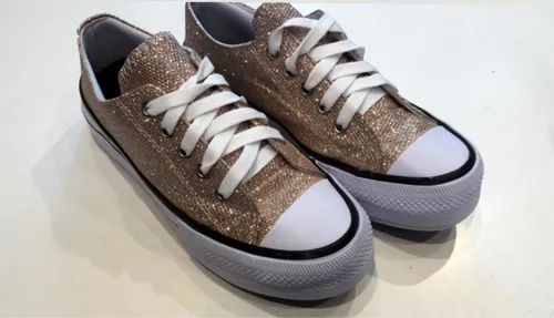 Zapatillas Plataforma Tela Glitter Brillos Chicas