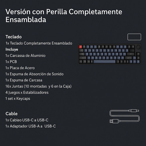 Teclado Mecánico Keychron Q3 Knob Esp Rgb Sw/ Red Color del teclado Negro Idioma Español España