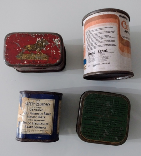 4 Latas Antigas Mini Matte Leão Farmácia Coralit Delco Lote