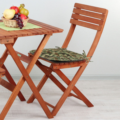 Juego De 2 Cojines De Asiento Camuflaje 40x40 Cm Verde Marró