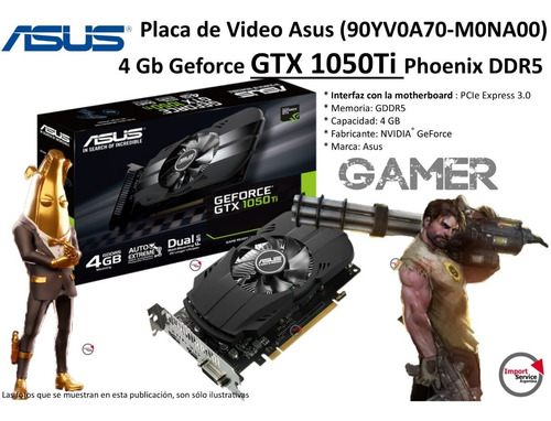 Placa De Video Asus (90yv0a70-m0na00) Geforce Gtx 1050ti 
