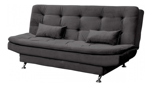 Sofá Cama 3 Lugares Salomé Reclinável Veludo Cinza - Matrix