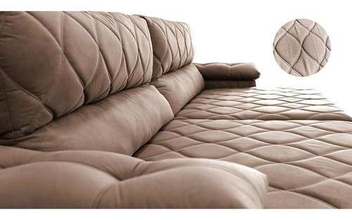 Sofá Retrátil Reclinável 2,35m Cama Inbox Big Home. Velusoft Cor Castor