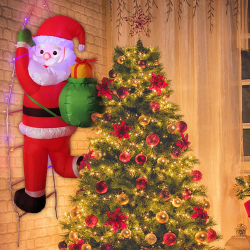 Decoracione Papá Noel Inflable De Navidad 1.5m Con Luz Led