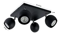 Comprar Lampara Aplique Techo Persa 4 Luces Plafon Cuadrado Bocha Movil Gu10 Negro Cromo Gioluce 2896-4