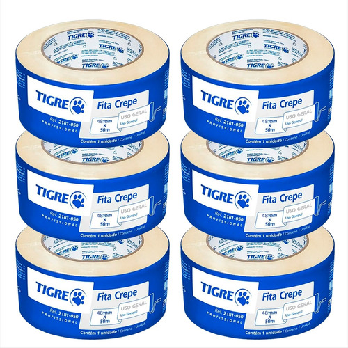 Kit Fita Crepe Larga Uso Geral 48x50  -tigre- 6pc