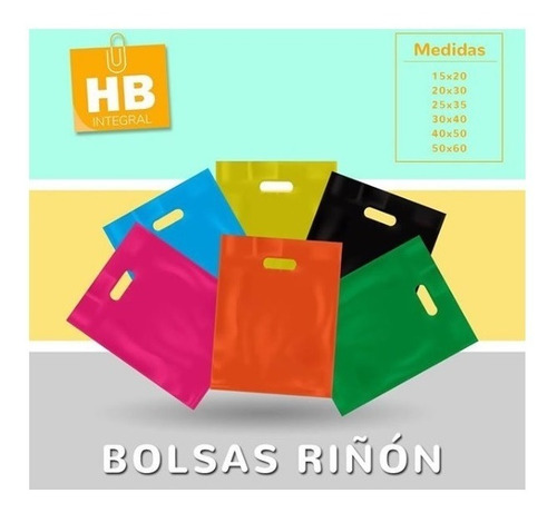 Imagen 2 de 6 de Bolsa Riñon Regalo Con Manija 40x50 Colores Lisos X100uni