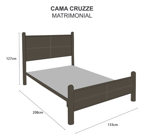 Cama Matrimonial Cruzze Con Cabecera En Vinil Chocolate Color Marrón