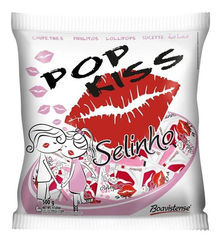 Pacote Pirulito Pop Kiss Algodão Doce 500g - 50 Unids De 10g