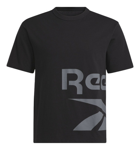 Playera Reebok Hombre Caballero Casual Negro Side Vector Ss