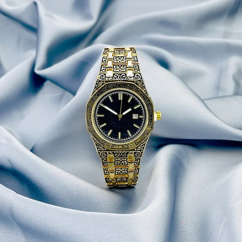 Reloj De Cuarzo Dorado Y Negro, Moderno, Para Hombre, Con Di