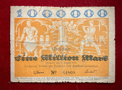 Billete 10000000 Marcos Alemania Notgeld 1923 Keller 478 G.1 (Usado)