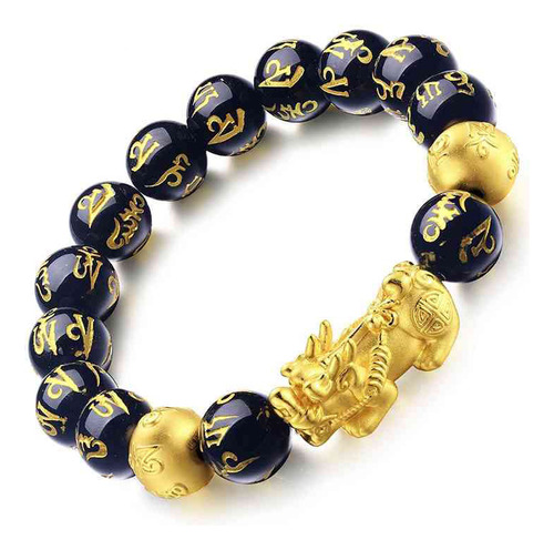 Brazalete Brave Beads, 2 Unidades, Obsidiana, Con Cuentas De