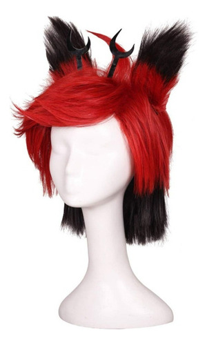 Peluca Corta De Anime De 35 Cm Hotel Alastor Peluca C