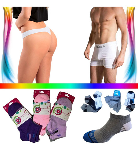 Combo 3 Boxer Zorba Hombres + 3 Cola Less + 6 Pares Medias