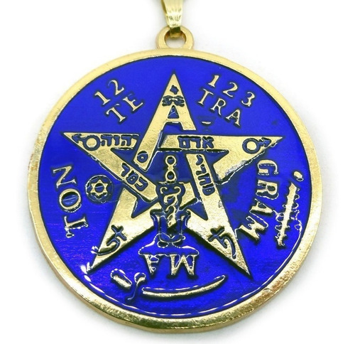 Colar Tetragramaton Pentagrama Esotérico Dourado 4cm