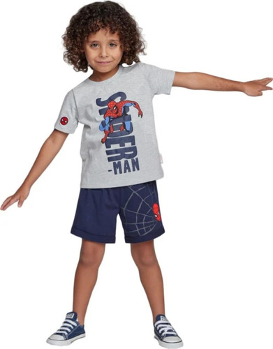 Conjunto Short Y Playera Spiderman Niños Marvel 1198229 Gris Liso 1 Año