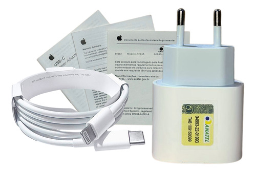 Carregador 20w Apple + Cabo Tipo C Lightning (1m) Original
