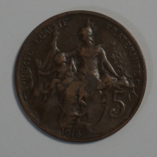 5 Cent - 1913 - Francia - Moneda De Cobre