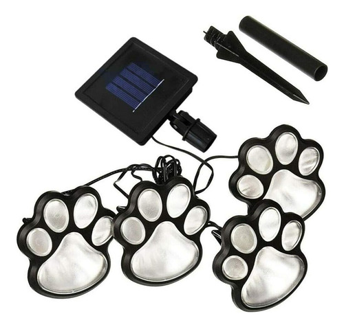 4 Luces Solares Con Estampado De Patas De Perro, Farol Led D