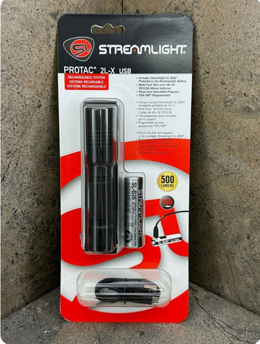 Lâmpada Tática Recarregável Protac 2l-x Usb Streamlight 88083 Preta E Branca Branco Preta