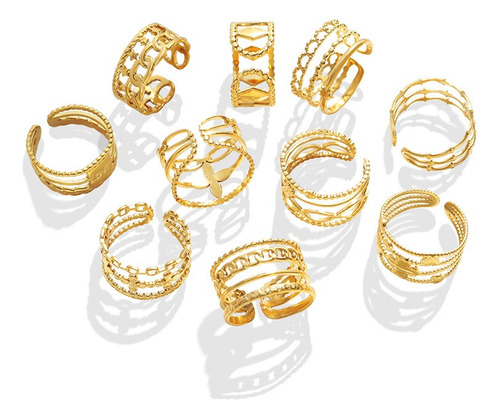 Anillo Baño Oro 18k Rombo Ajustable