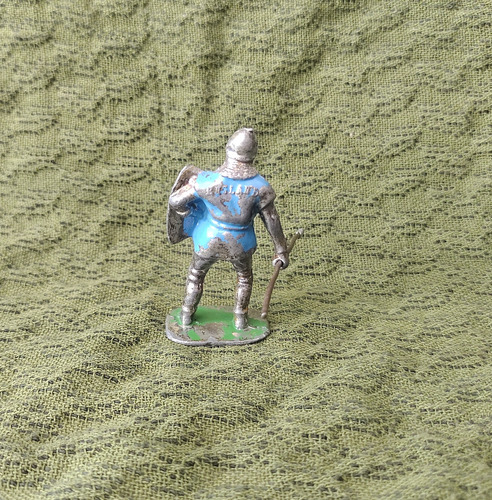 Soldado Plomo Hueco Timpo 1950 Soldado Medieval Lanza 54mm Azul (Usado)