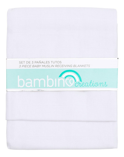 Pack 3 Pañales Tuto Bambino 100% Algodón Liso Blanco / Pimpo