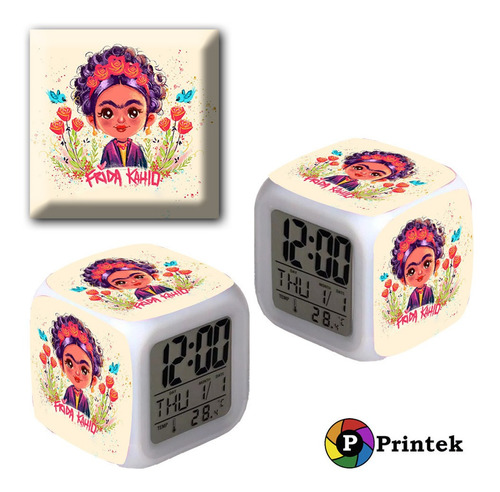 Reloj Despertador Iluminado Frida Kahlo - Varios Diseños