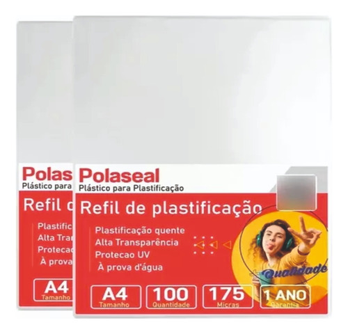 Polaseal Plástico Para Plastificação A4 220x307x0,07mm 20un