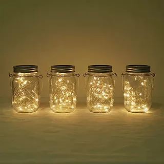Solar Mason Jar Lights, 4 Pack 30 Led Fairy Star Firefl...