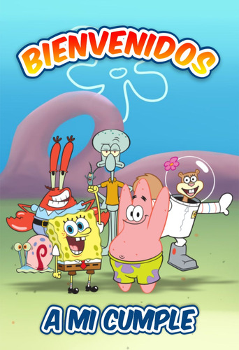 Poster Bienvenidos Cumpleaños Bob Esponja 33x48