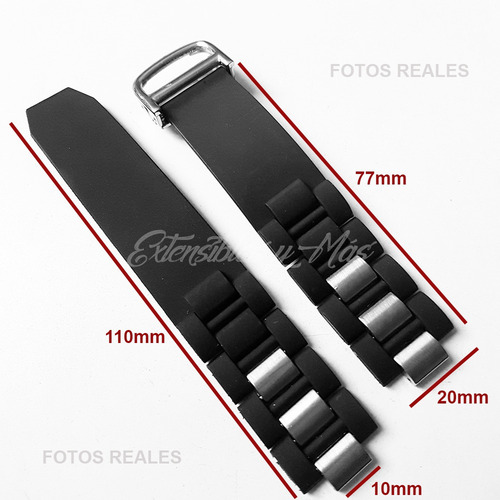 Correa Extensible Negro 20mm Siglo 21 Chronoscaph Inmediato Ancho De La Correa 20