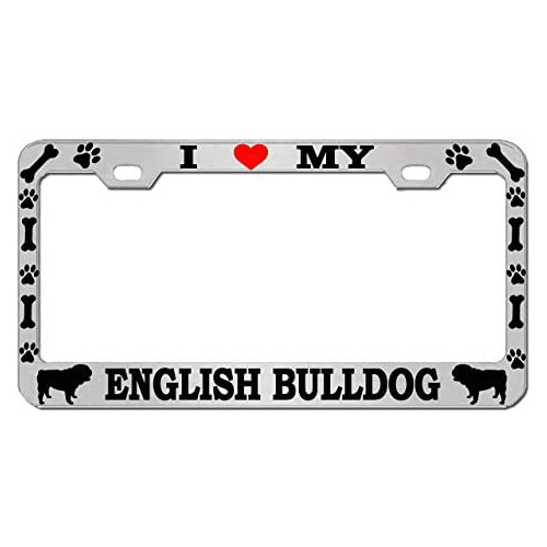 Amo Mi Bulldog Inglés Marco De Placa De Matrícula De ...