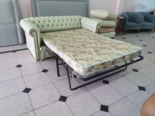 Sofa Cama Chester 3 Cuerpos Con Colchon 2 Plazas Simil Cuero