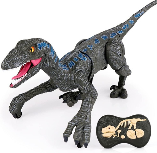 Dinosaurio Velociraptor De 6 Canales 2.4g Con Control Remoto