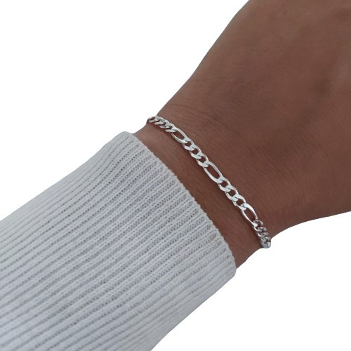 Pulsera Figaro Plata 925 Pulsera Hombre 21cm 