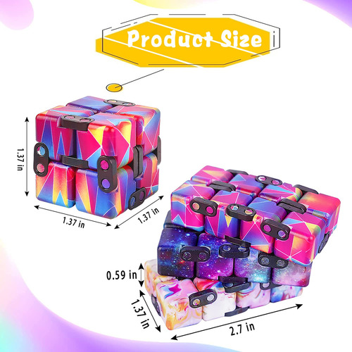 Cubo Infinito De Juguete Alivia Estrés Pack 4 Unidades Color