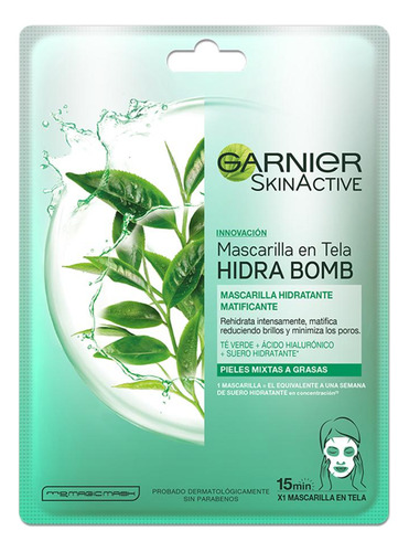 Mascarilla Garnier Skin Active Té Verde En Tela Oferta