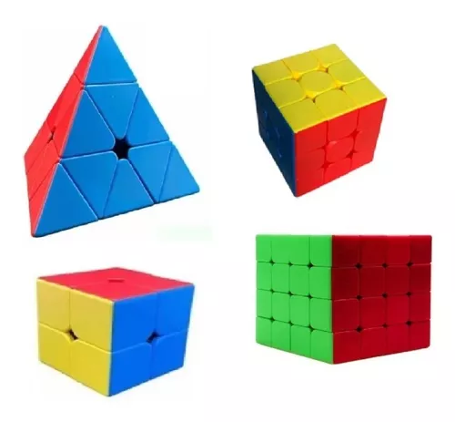 Kit Cubo Mágico QIYI Profissional Magnetico 2x2x2 + 3x3x3 + 4x4x4