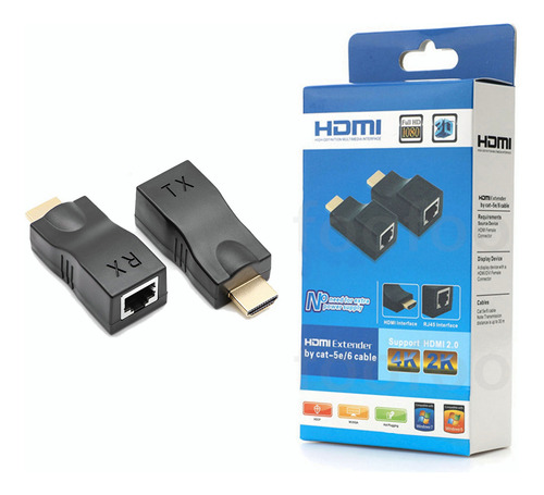 Extensor Hdmi A Hdmi 30m Decuado Para Cable Cat6 Rj45 1080p