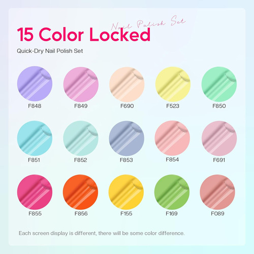 Juego De Esmalte De Uñas Para Uñas: Pastel Macaron Rainbow K