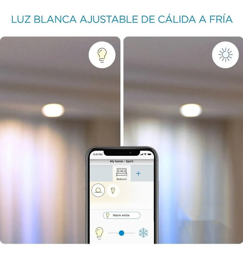 Imagen 5 de 9 de Lampara Led Bulb Wiz Wifi Luz Calida/fria 9w E27 X2 Unidades