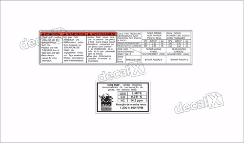 Etiqueta Pressão, Escapamento Compatível Gsx 650f Etad09